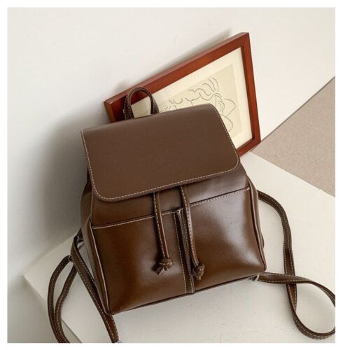 Synthetic Leather Backpack School Bags Drawstring Rucksack 19*27*15 CM Traveling
