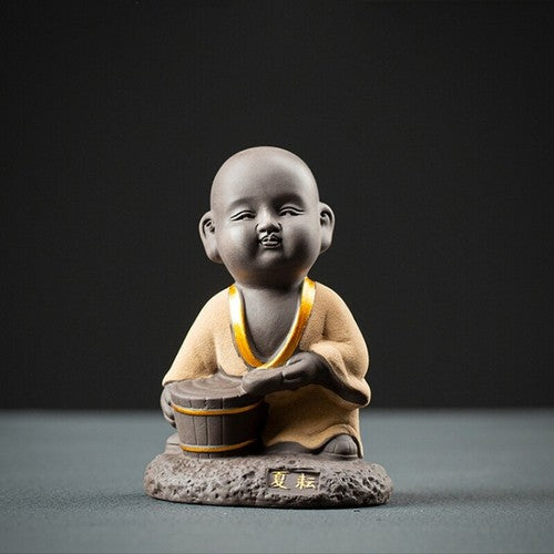 creative tea pet Zen style monk statue table house warming gift purple clay new