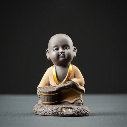 creative tea pet Zen style monk statue table house warming gift purple clay new