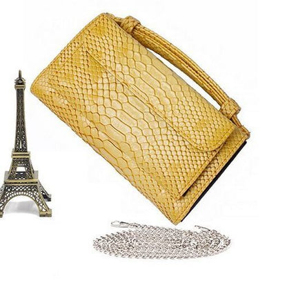 Leather Clutch Crossbody Bag Gold Luxury Serpentine Clutch Purse Messenger Bags
