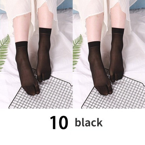 10 Pair Silky Two Toes Split Socks Thin Japanese Tabi Ninja Hosiery Socks Summer