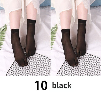 10 Pair Silky Two Toes Split Socks Thin Japanese Tabi Ninja Hosiery Socks Summer