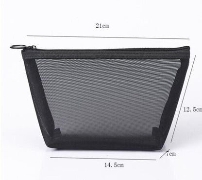 Clear Black Makeup Bags Travel Toiletry Cosmetic Organizer Pouch Set Mesh Purse