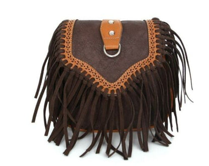 Bohemian Bag Spirit Tassel Crossbody Purse Retro Shoulder Bag 20*18*9 CM Canvas