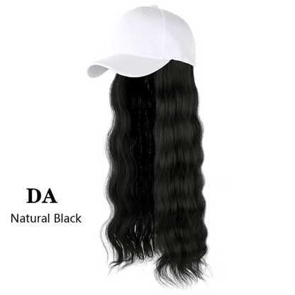 Baseball Cap Wig Kinky Straight Hat Synthetic Hair Wigs Natural Adjustable Hat