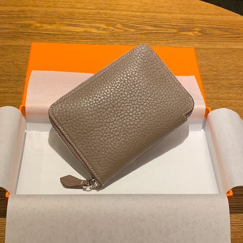 Genuine Leather Coin Bag Zipper Multi Card Pocket Wallets Purses Cotton Orange