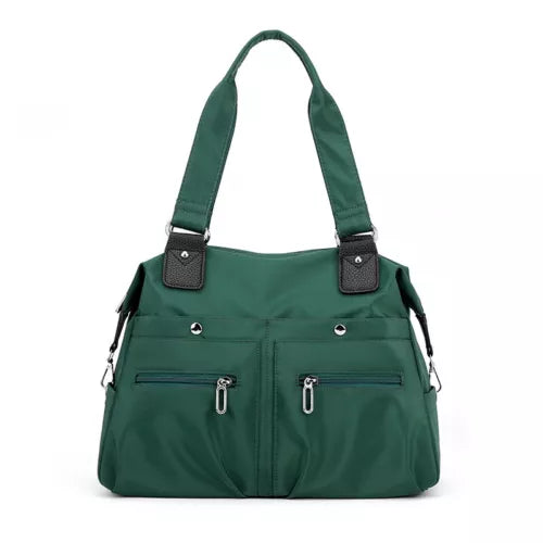 Large Capacity Lightweight Waterproof Multi-Pocket Nylon Shoulder Bag w/Zipper