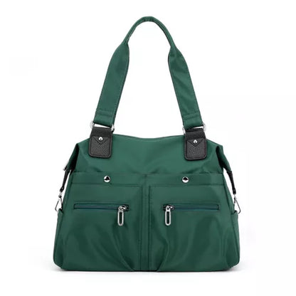 Large Capacity Lightweight Waterproof Multi-Pocket Nylon Shoulder Bag w/Zipper
