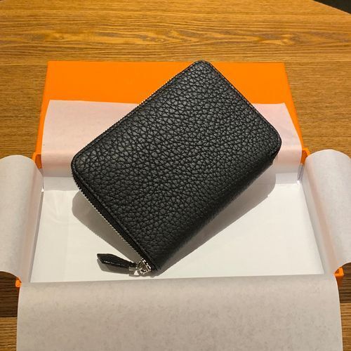 Genuine Leather Coin Bag Zipper Multi Card Pocket Wallets Purses Cotton Orange