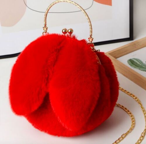 Clip Shoulder Bag Faux Clutch Purse Handbag Soft Plush Messenger Bags 20*18*8 CM