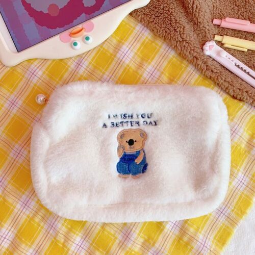 Plush Cosmetic Bag Student Large Storage Bag Travel Makeup Pouch Holder 16*24 CM