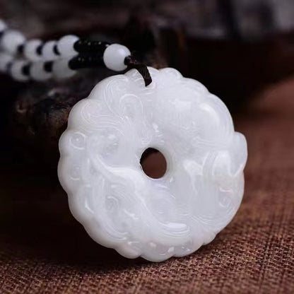 Natural Jade Handcarved Pi Xiu Pendant Amulet Auspicious Necklace Jewelry
