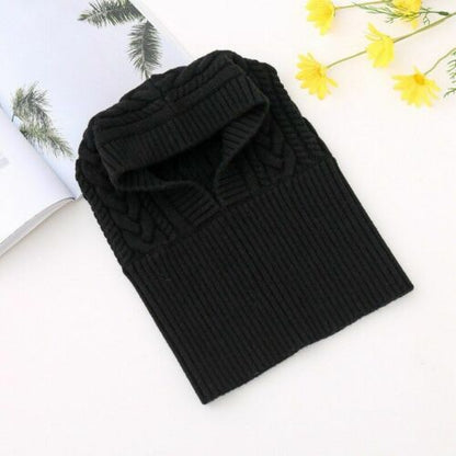 Knitted Hat Casual Warm Hood Snood Thick Neck Collar Neck Face Protect