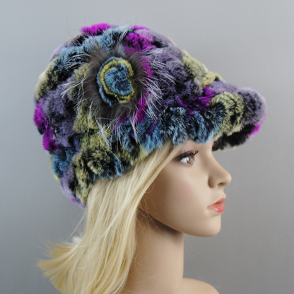 Women Winter Rabbit Fur Caps Warm Real Rabbit Fur Hats Natural Soft Knitted Hat