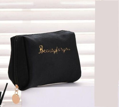 Cosmetic Bag Zipper Velvet Beauty Makeup Bags Travel Girl Brush Storage Toiletry