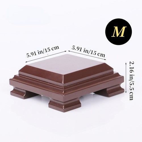 Square Wood Carving Base Display Stand for Vase Mineral Statue Flowerpot