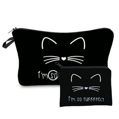 2 PCS Makeup Bag Animal Pattern Cosmetic Bag Set Women Combination Organizer Bag