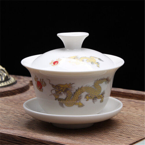 porcelain tureen Chinese kungfu gaiwan tea brewer bowl lid cup saucer 100ml new