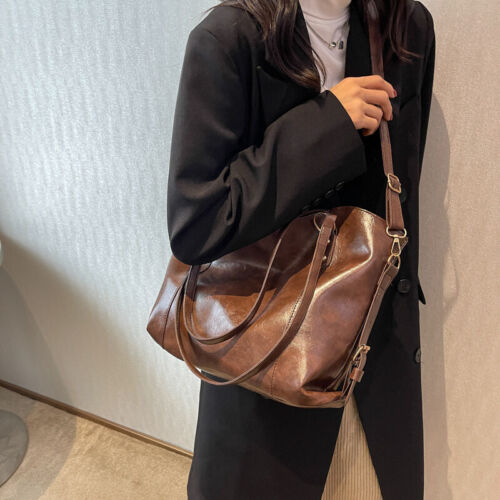 Women Soft Oiled Leather Handbag Messenger Shoulder Tote Bag Crossbody Satchel