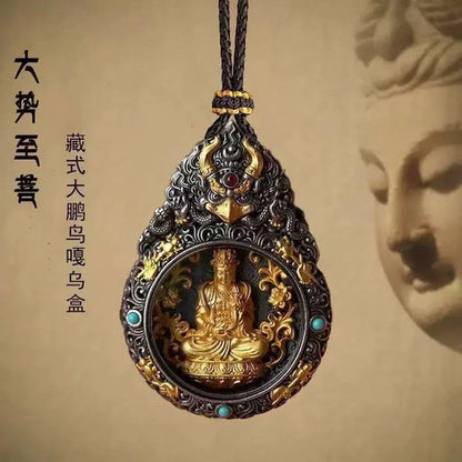 Tibetan Chinese Retro Handcarved Buddha Statue Pendant Amulet Necklace Jewelry