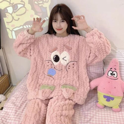 Sanrio Kuromi Cinnamoroll My Melody Anime Coral Velvet Pajamas Home Clothing Set