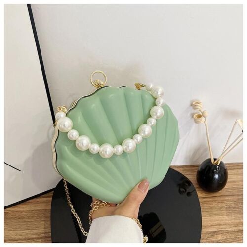 Evening Bags Shell Shape Clutch Bags Handbag Pearl Beaded Shell Chain Party Bags