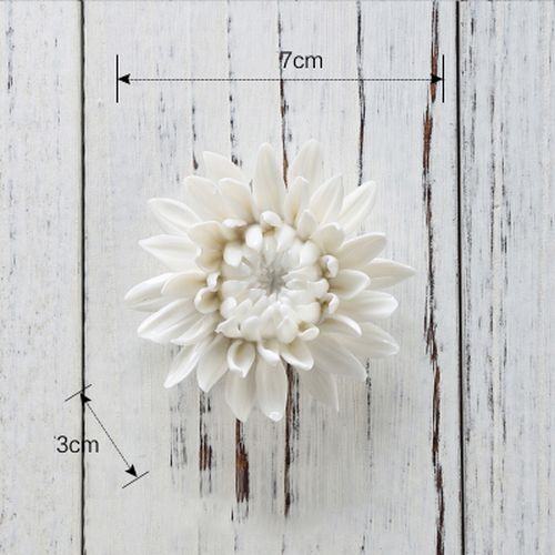 White Flower Wall Stickers Modern 3D Ceramic Decoration TV Background Art Murals