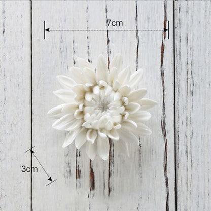 White Flower Wall Stickers Modern 3D Ceramic Decoration TV Background Art Murals