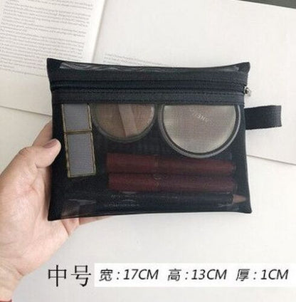 Mesh Cosmetic Bag Women S/M/L Set Makeup Bag Traveling Organizer Cosmetics Pouch