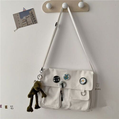 Canvas Bag Fashion Shoulder Bag Student Large Capacity Female Crossbody Bag 31CM