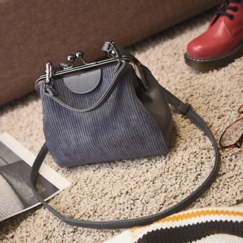 Canvas Clip Synthetic Leather Bag Shoulder Purse Shell Crossbody Bags 19*9*17CM