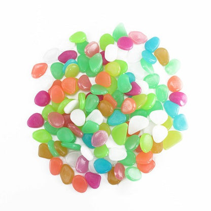 10-2000 Glow in the Dark Pebble Stone Shiny Home Garden Aquarium Fish Tank Decor