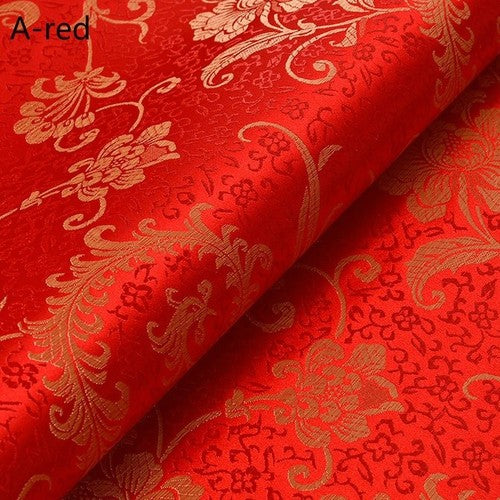 Chinese Silk Satin Floral Fabric Tang Suit Costume Cheongsam Dress By Metre Red