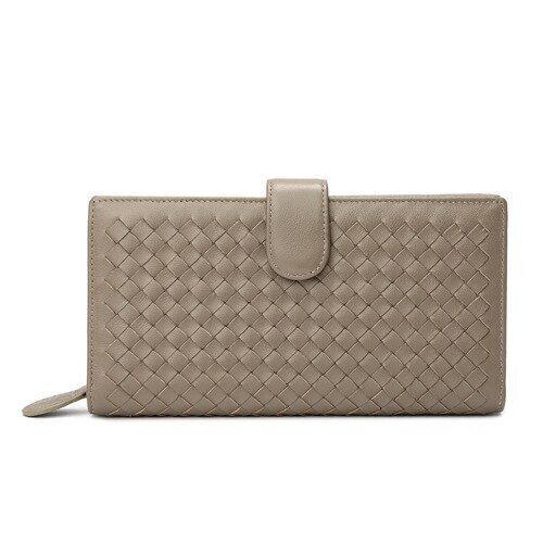 Sheep Leather Wallet Leather Woven Coin Purse Zipper Storage Bag 11*2*9.5 CM 1PC