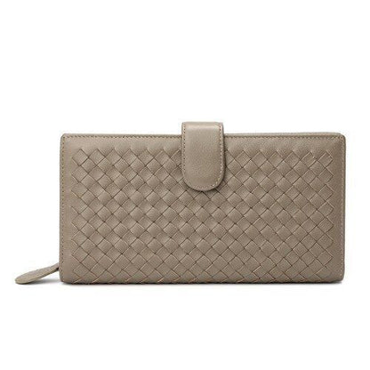 Sheep Leather Wallet Leather Woven Coin Purse Zipper Storage Bag 11*2*9.5 CM 1PC