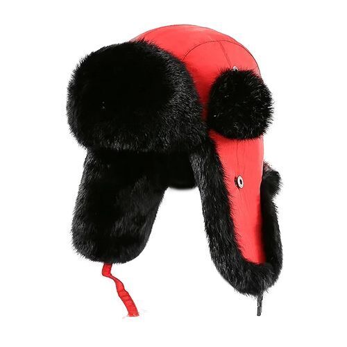 Men Bomber Hats Natural Real Rabbit Fur Outdoor Windproof Super Warm Cap 55-62cm
