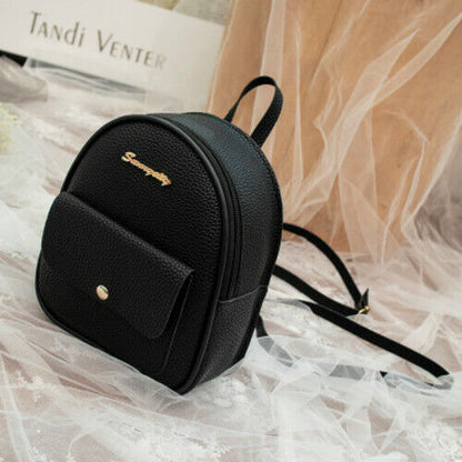 Mini Backpack Women PU Leather Shoulder Bag Girls Multi-Function Small Bagpack