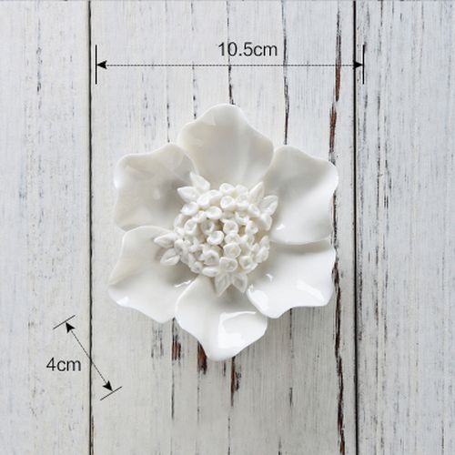 White Flower Wall Stickers Modern 3D Ceramic Decoration TV Background Art Murals