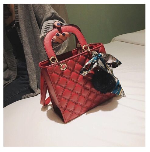 Small Handbag Ribbon Shoulder Bag Synthetic Leather Messenger Purse 21*19*9 CM