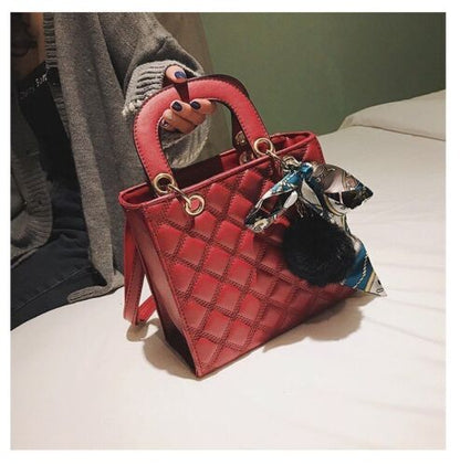 Small Handbag Ribbon Shoulder Bag Synthetic Leather Messenger Purse 21*19*9 CM