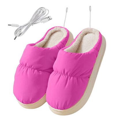 USB Heated Slippers Electric Heating Cotton Slippers Foot Warmer Winter Gifts