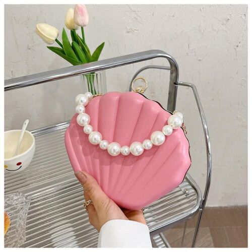 Evening Bags Shell Shape Clutch Bags Handbag Pearl Beaded Shell Chain Party Bags