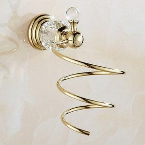 Luxury Crystal Bathroom Accessories Gold Polished Brass Wall Bath Hardware Sets