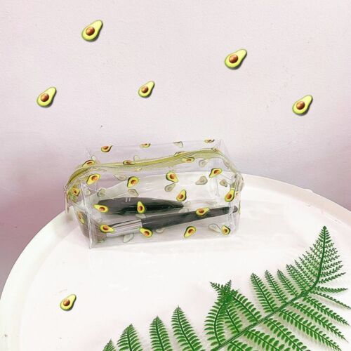 Butterfly Avocado Print Cosmetic Bag Clear Makeup Case Travel Organizer Storage