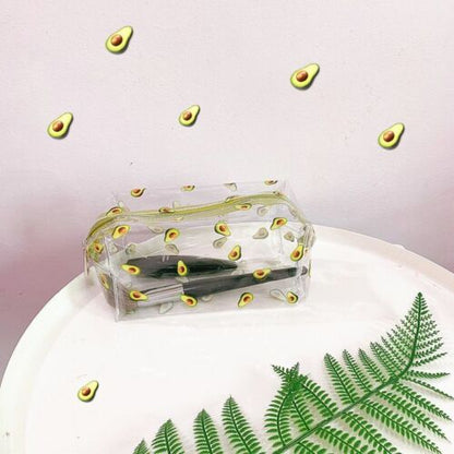 Butterfly Avocado Print Cosmetic Bag Clear Makeup Case Travel Organizer Storage