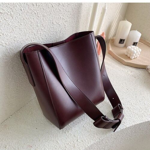 Casual Wide Strap Bucket Bag Shoulder Crossbody Bag Large Purse Messenger Bags