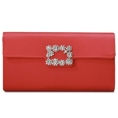 Women Black Evening Clutch Party Diamonds Shoulder Chain Purse Handbags Silk 1PC