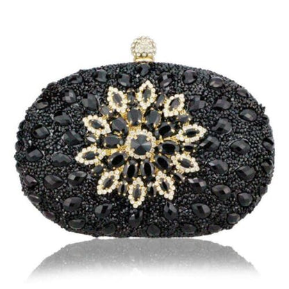 Silver Floral Crystal Clutch Bag Cell Phone Pocket Wallet Purse Handbag Nylon