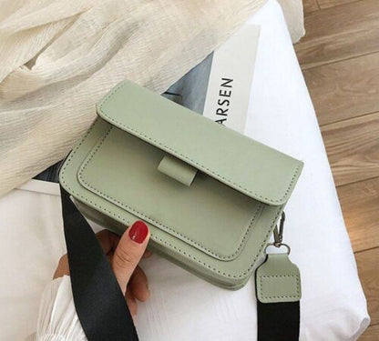 Small Flap Crossbody Shoulder Leather Bag Totes Solid Handbag Square Travel Bags