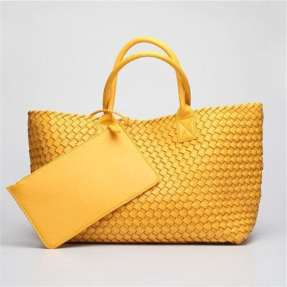 Candy Color Woven Tote Bag Fashion One Shoulder Bag Large Handbag Shopping Bags